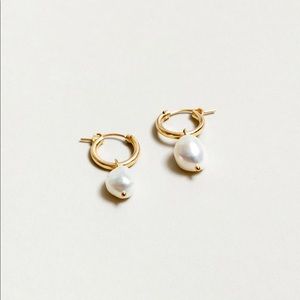 Small Pearl Hoops in Gold | Wolf Circus
